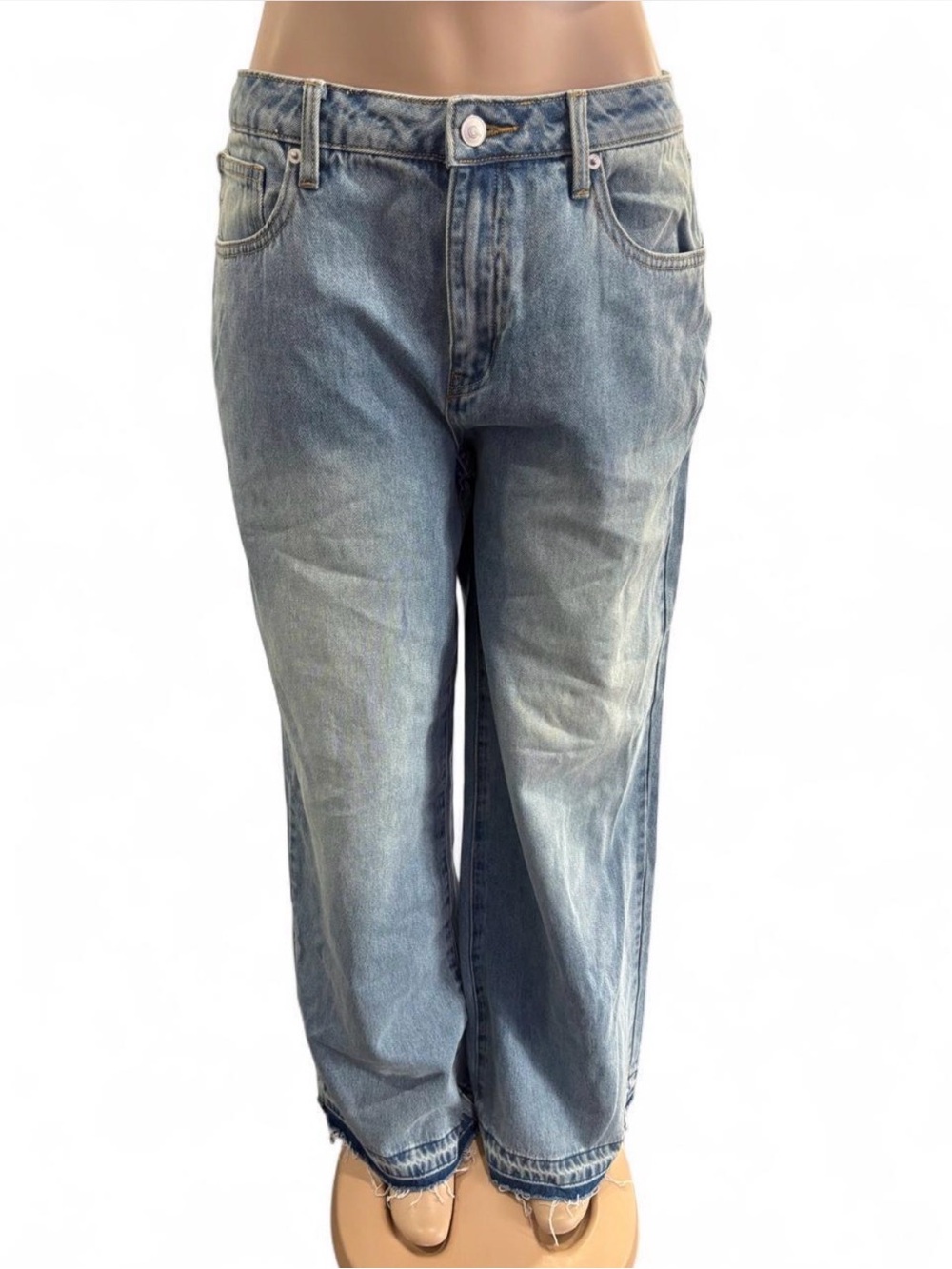 Fashion Nova Women's Washed Light Blue Wide Leg Jeans
